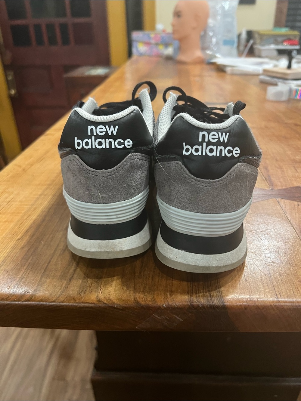 New Balance 574 Men's Gray and Black Casual Sneakers - Picture 8 of 9